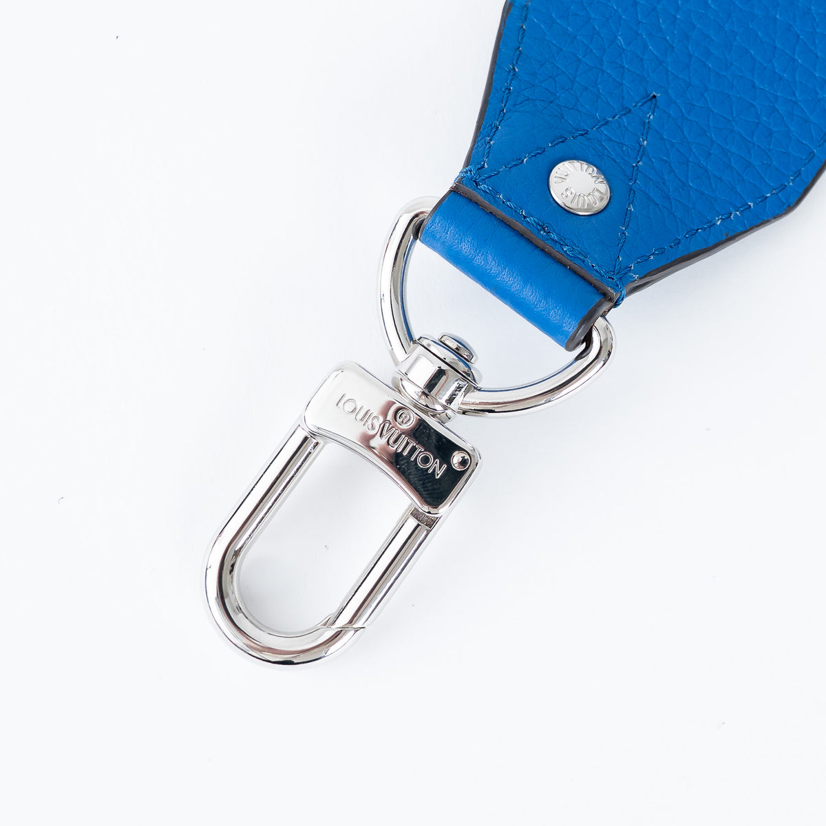 Louis Vuitton Blue Grained Leather Strap with Red Lettering