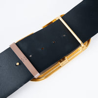 Valentino Nude & Black Leather Two-Sided Vlogo Belt Size 90