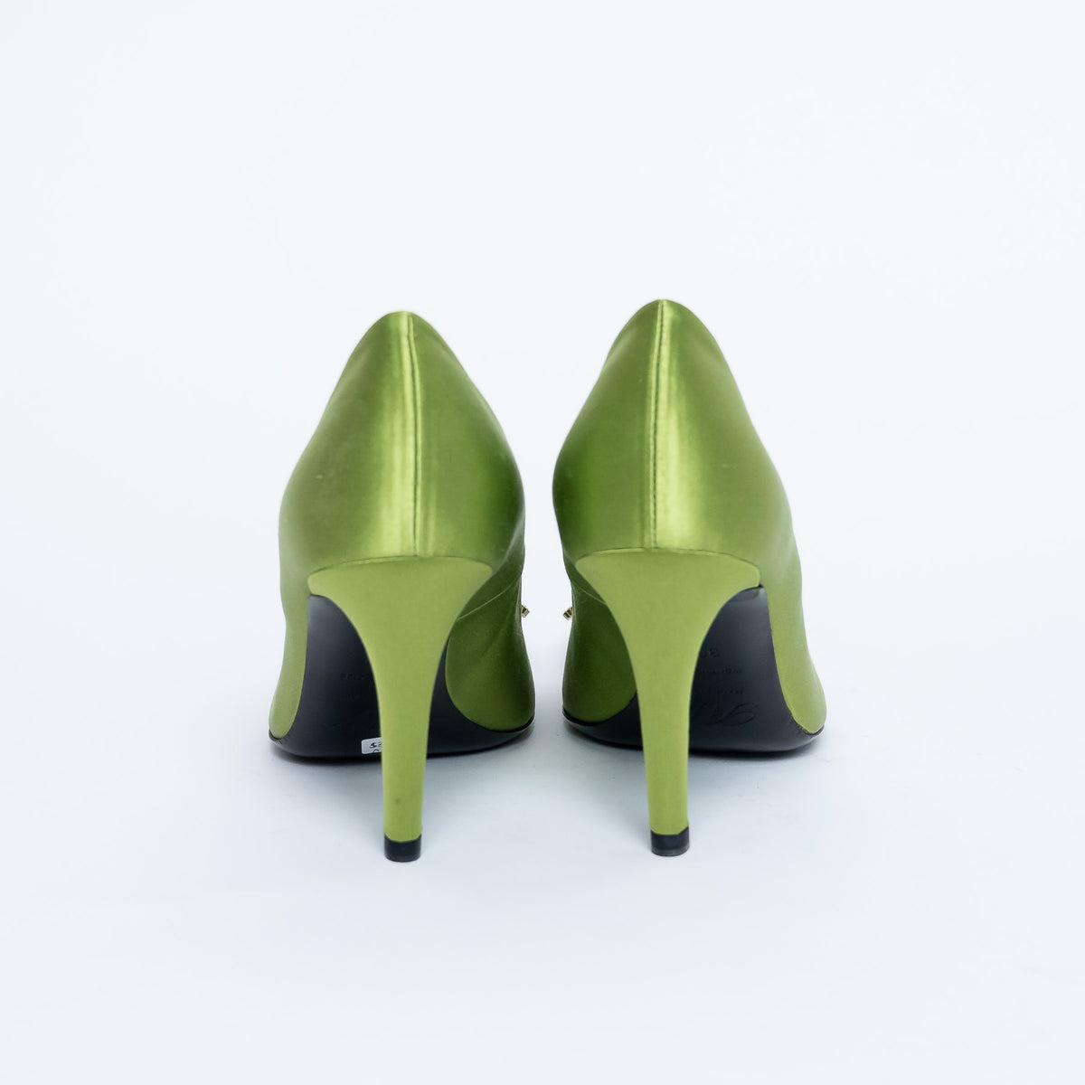 Roger Vivier Green Satin Heels with Crystal Embellishments Size 36.5