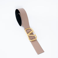 Valentino Nude & Black Leather Two-Sided Vlogo Belt Size 90