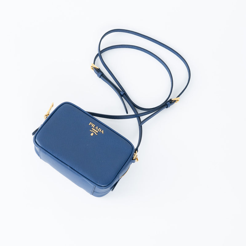 Prada Blue Saffiano Leather Crossbody Bag