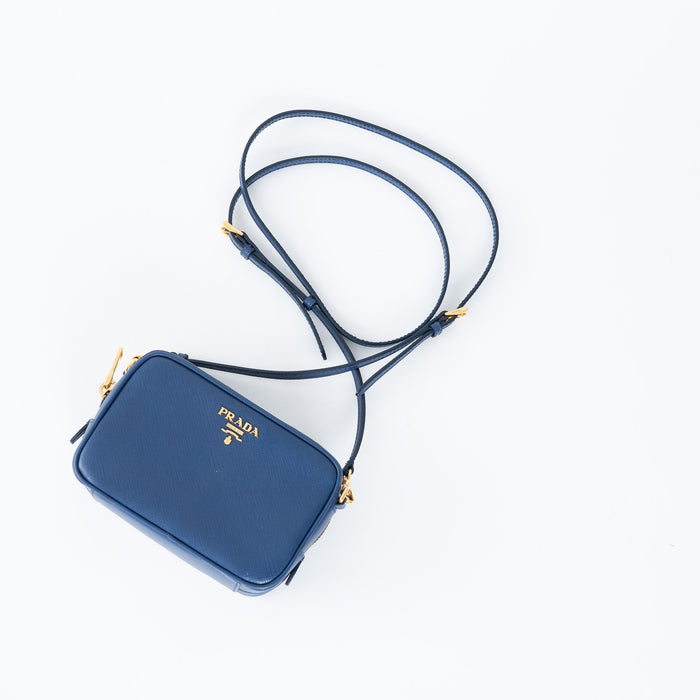 Prada Blue Saffiano Leather Crossbody Bag