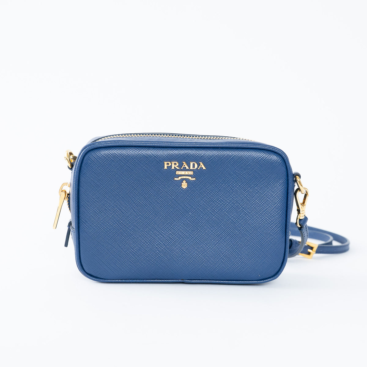 Prada Blue Saffiano Leather Crossbody Bag