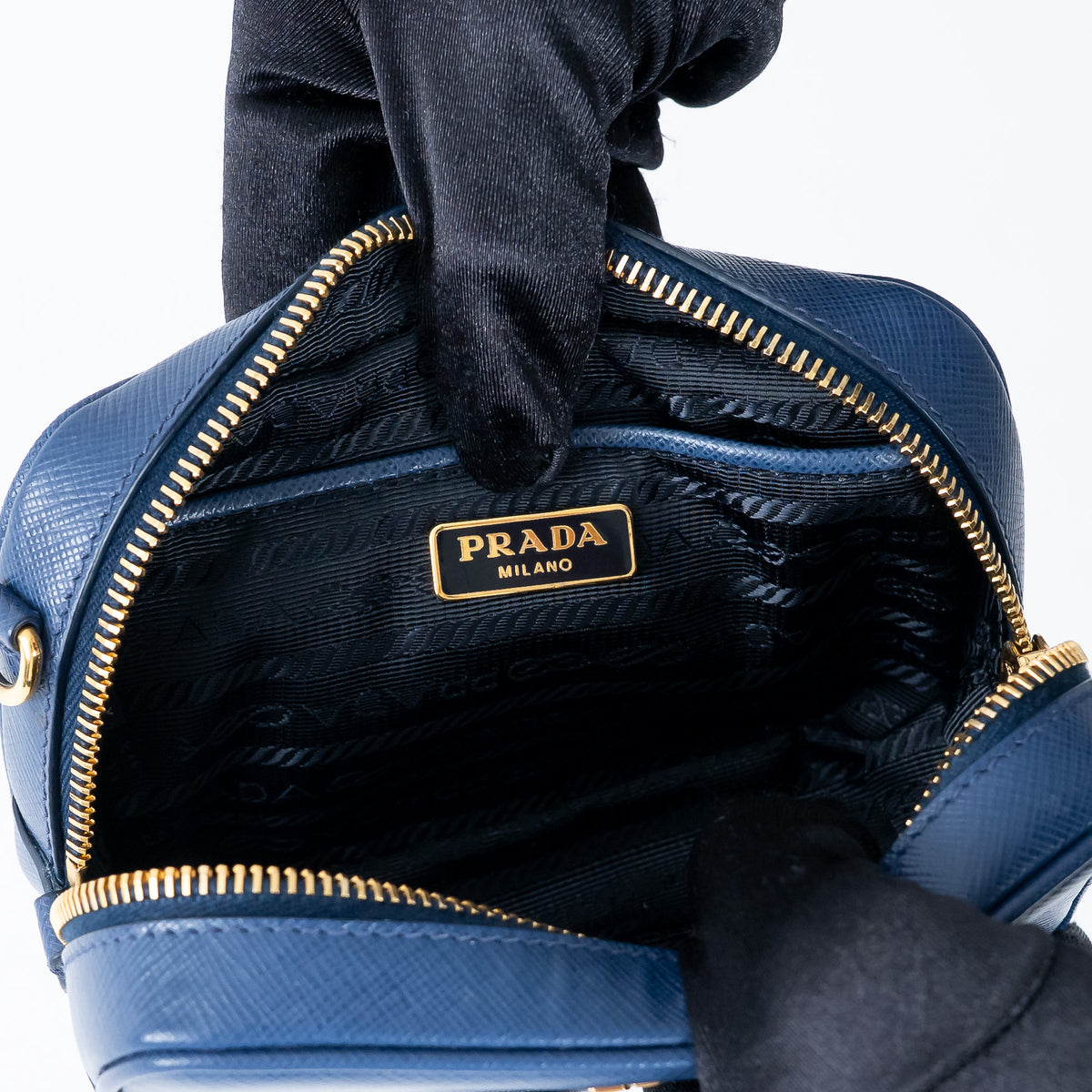 Prada Blue Saffiano Leather Crossbody Bag