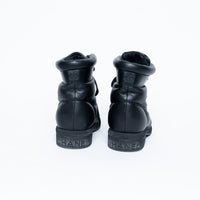 Pre-Loved Chanel™ "Coco Neige" Black Leather Winter Boots Size 38