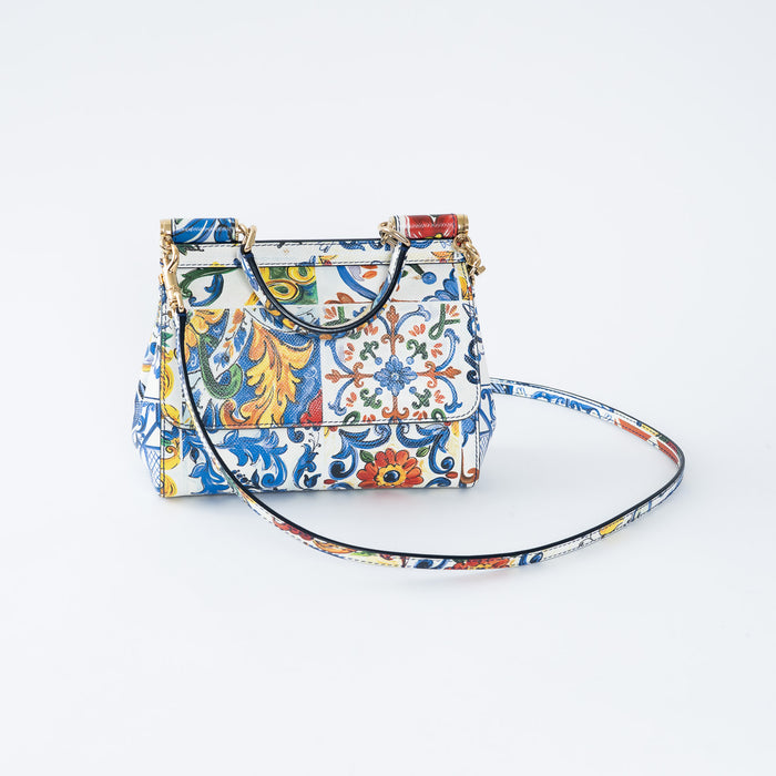 Dolce & Gabbana Majolica Printed Leather Sicily Bag Size Medium