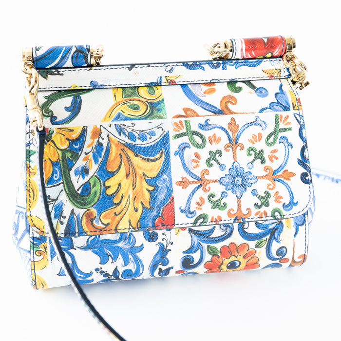 Dolce & Gabbana Majolica Printed Leather Sicily Bag Size Medium