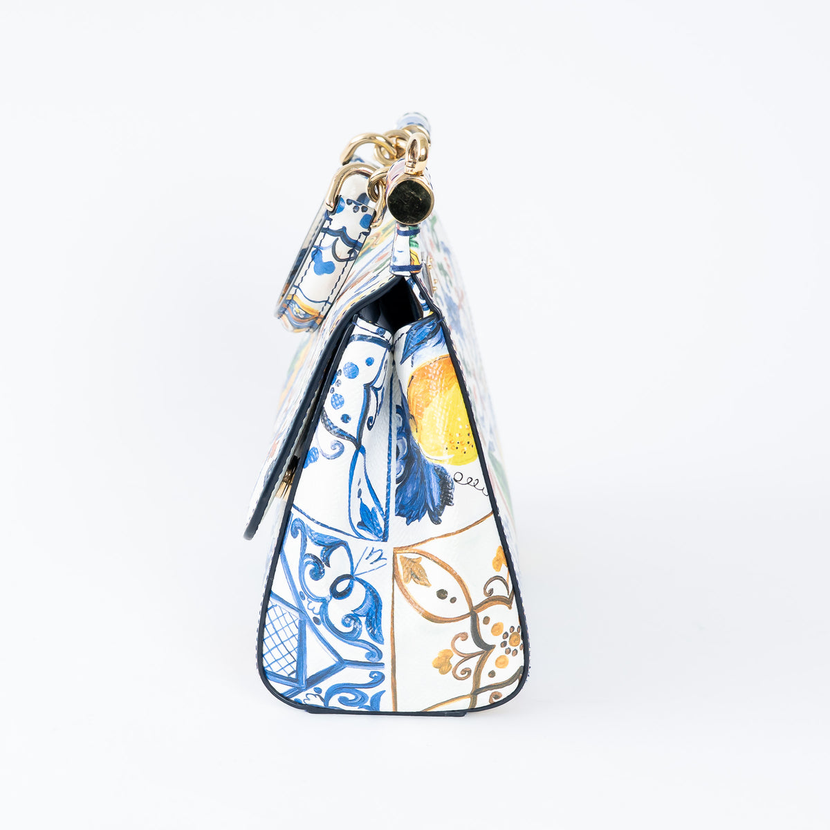 Dolce & Gabbana Majolica Printed Leather Sicily Bag Size Medium