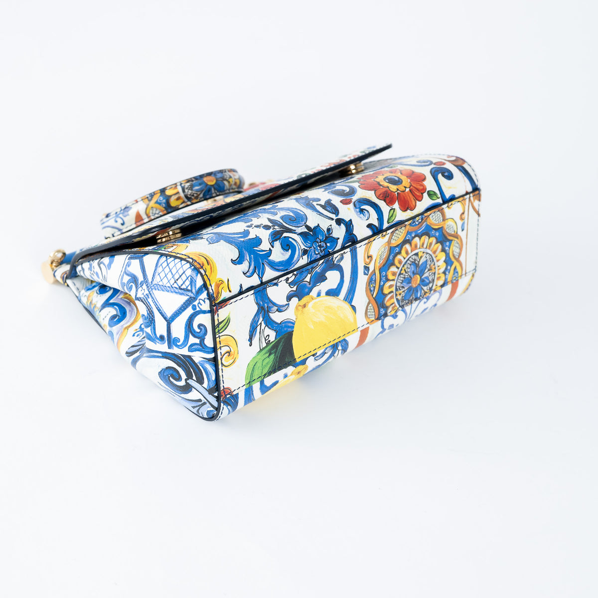 Dolce & Gabbana Majolica Printed Leather Sicily Bag Size Medium