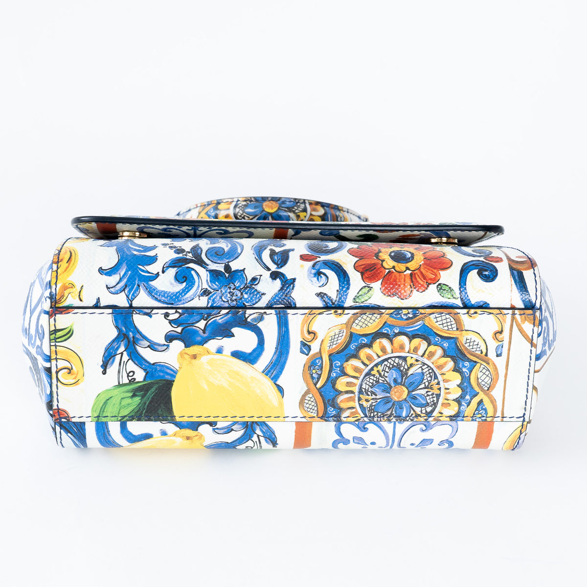 Dolce & Gabbana Majolica Printed Leather Sicily Bag Size Medium