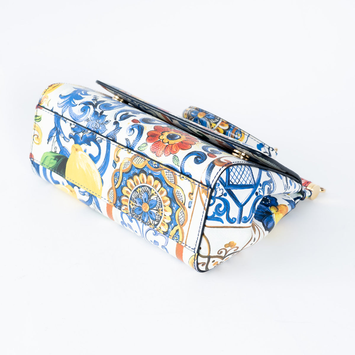 Dolce & Gabbana Majolica Printed Leather Sicily Bag Size Medium