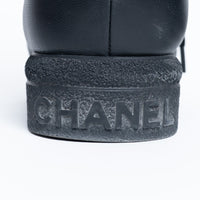 Pre-Loved Chanel™ "Coco Neige" Black Leather Winter Boots Size 38