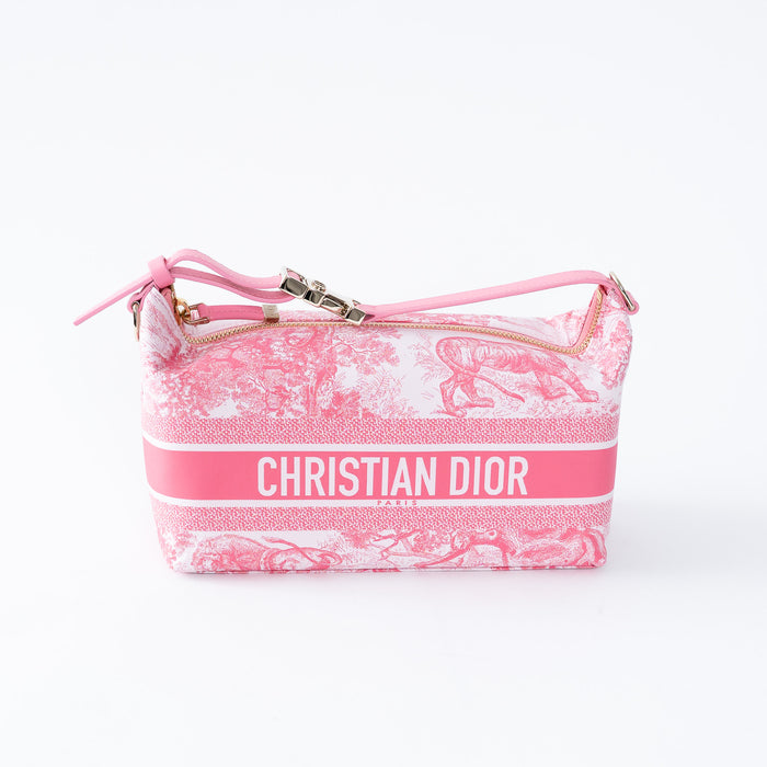 Dior White and Pink Technical Fabric Travel Nomad Pouch