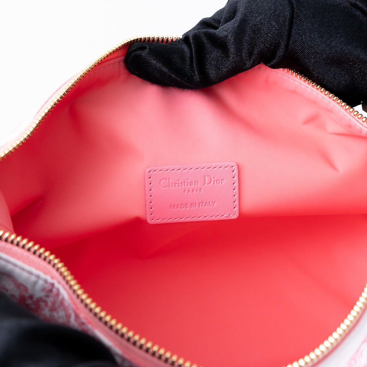 Dior White and Pink Technical Fabric Travel Nomad Pouch