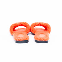 Hermes Orange Shearling Oran Sandals Size 39