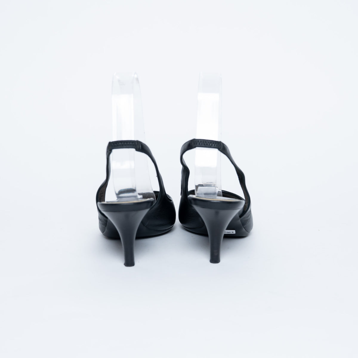 Dior Black Leather Slingback Kitten Heels with Logo Plaque Size 36.5