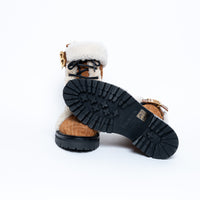 Balmain Monogram Lace Up Boots with Shearling Size 37