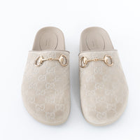 Gucci Monogram Grey Mules with Horsebit Detail Size 38.5/39