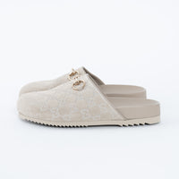 Gucci Monogram Grey Mules with Horsebit Detail Size 38.5/39