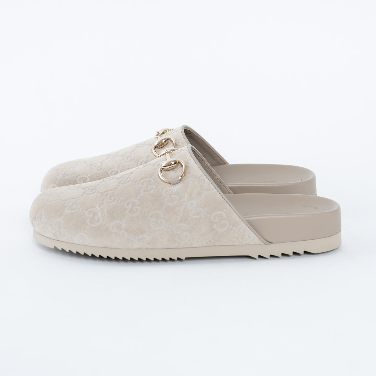 Gucci Monogram Grey Mules with Horsebit Detail Size 38.5/39