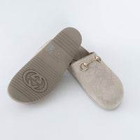 Gucci Monogram Grey Mules with Horsebit Detail Size 38.5/39
