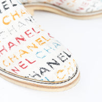 Pre-Loved Chanel™ Multicolour Logo Print Ankle Boots Size 38.5