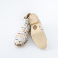 Pre-Loved Chanel™ Multicolour Logo Print Ankle Boots Size 38.5