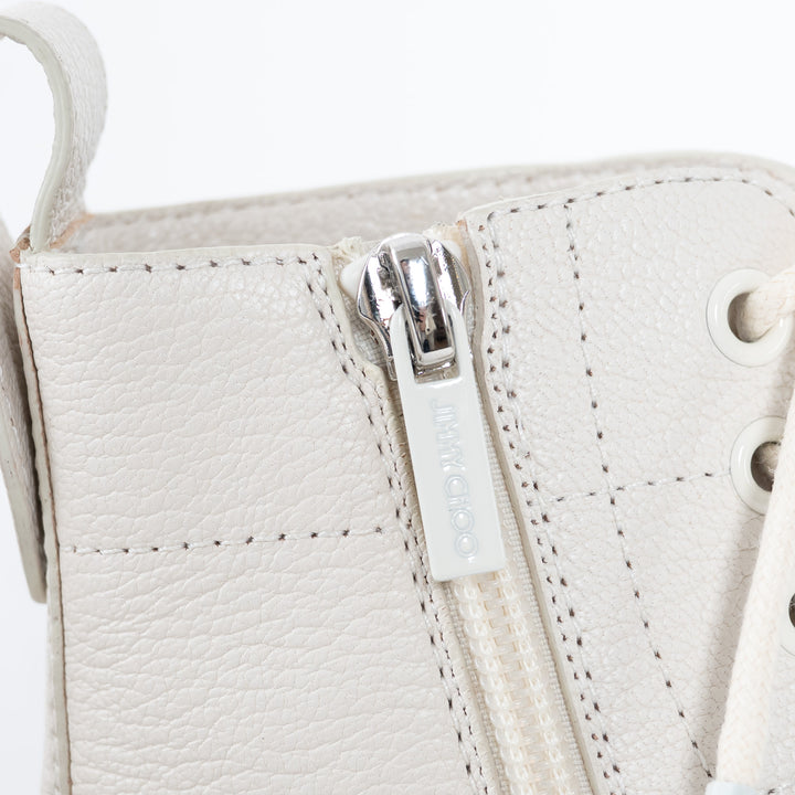 Jimmy Choo White Lace Boots with Crystal Embellishments Size 37