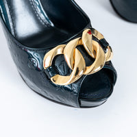 Louis Vuitton Green Patent Monogram Pumps Size 37