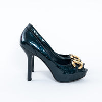 Louis Vuitton Green Patent Monogram Pumps Size 37
