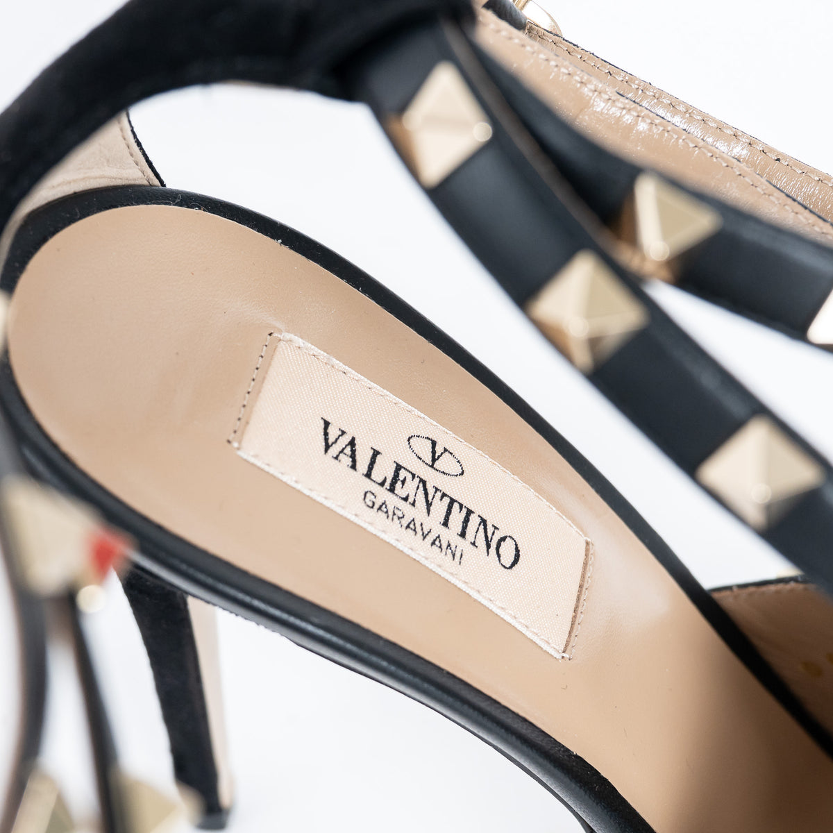 Valentino Black Rockstud Peep Toe Heeled Sandals Size 38