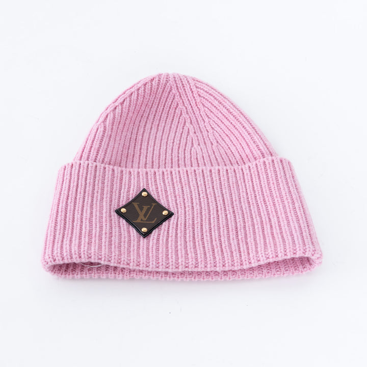 Louis Vuitton Pink Ribbed Knit Hats with Logo Detail