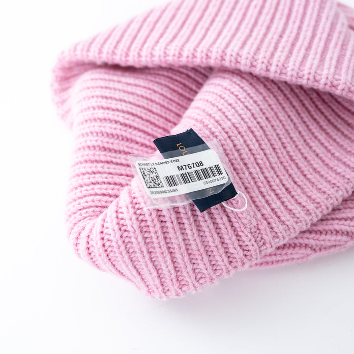 Louis Vuitton Pink Ribbed Knit Hats with Logo Detail