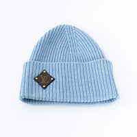 Louis Vuitton Pink/Blue Ribbed Knit Hats with Logo Detail