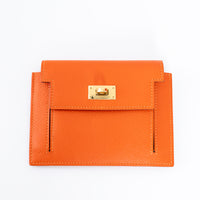 Hermes Orange Kelly Pocket Compact Wallet
