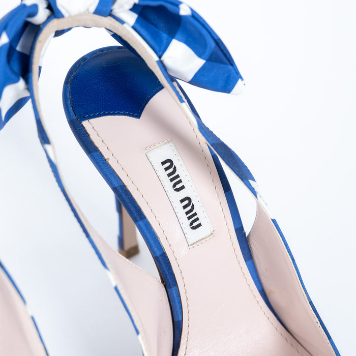 Miu Miu Satin Gingham Slingback Heels Size 36