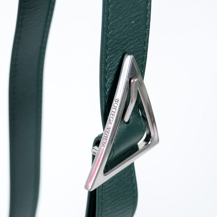 Bottega Veneta Dark Green Calf Leather Intrecciato Cassette Crossbody Bag