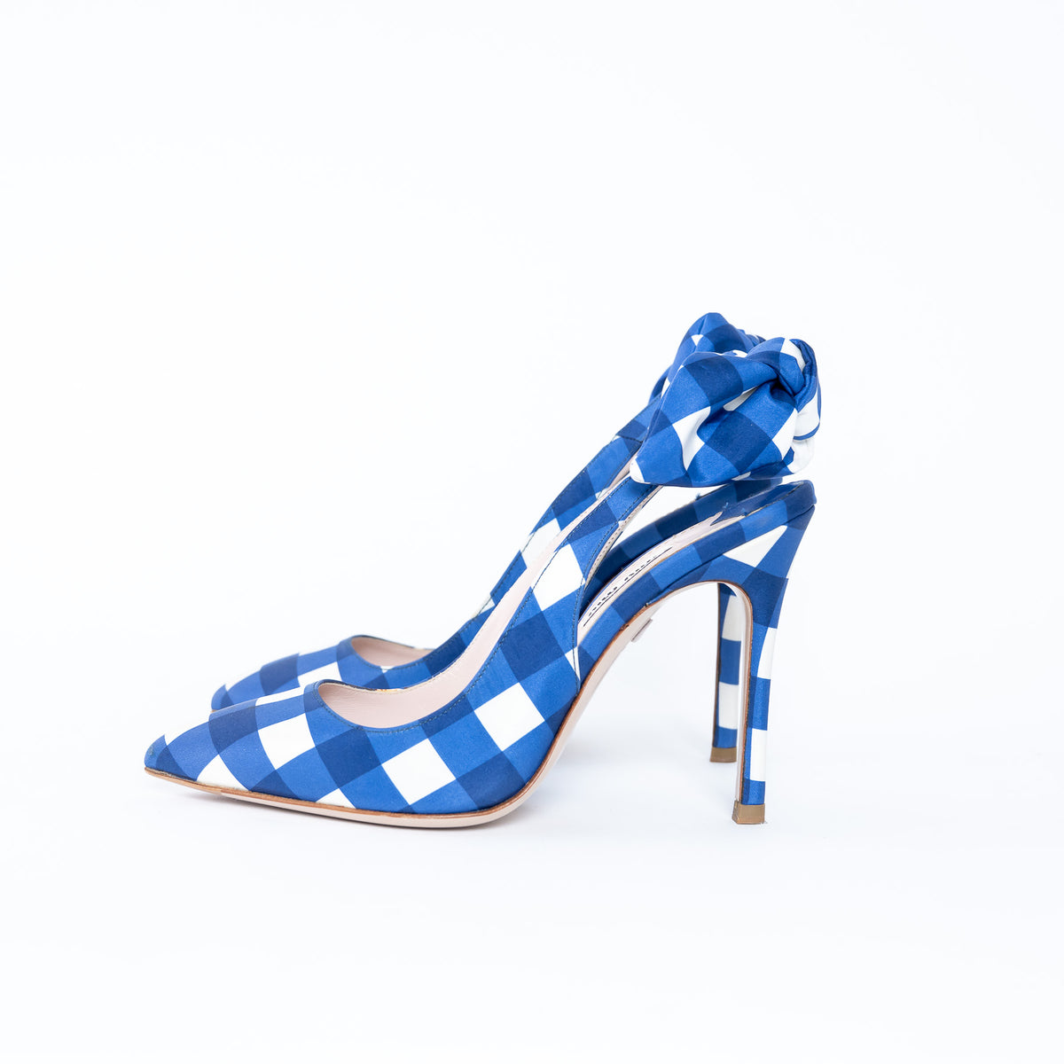 Miu Miu Satin Gingham Slingback Heels Size 36
