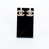 Pre-Loved Chanel™ Gold Tone Logo Stud Earrings with Multi Size Faux Pearls
