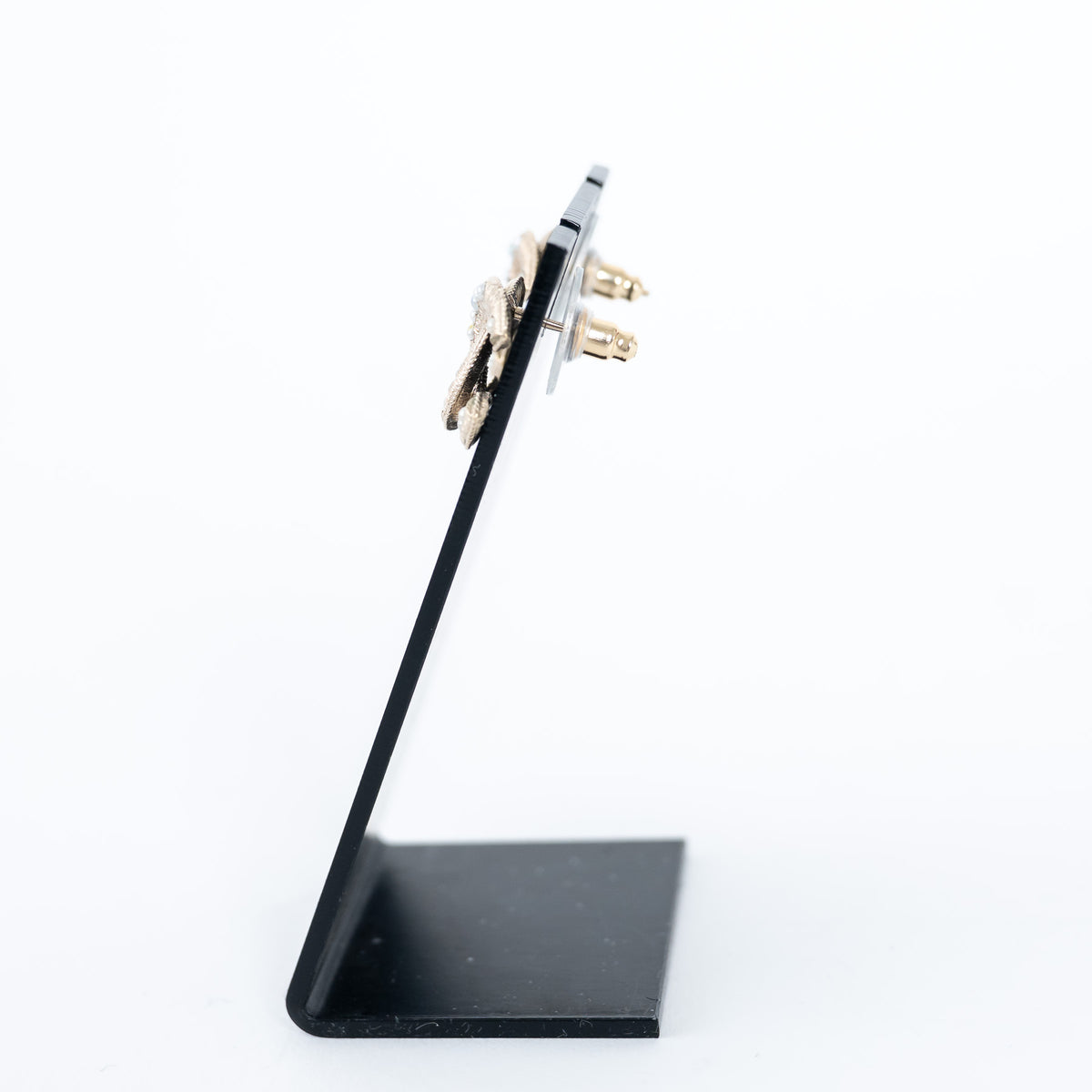 Pre-Loved Chanel™ Gold Tone Logo Stud Earrings with Multi Size Faux Pearls