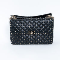 Valentino Quilted Rockstud Splice Leather Chain Bag