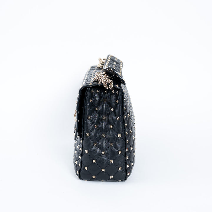 Valentino Quilted Rockstud Splice Leather Chain Bag