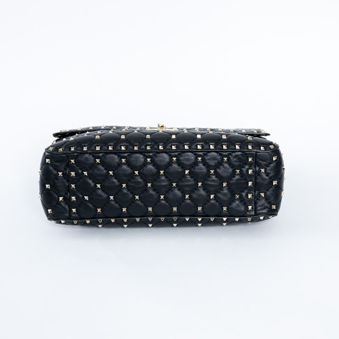 Valentino Quilted Rockstud Splice Leather Chain Bag
