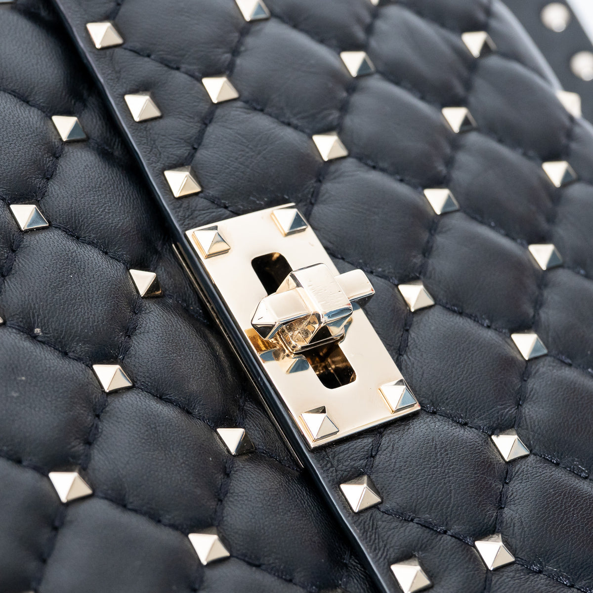 Valentino Quilted Rockstud Splice Leather Chain Bag