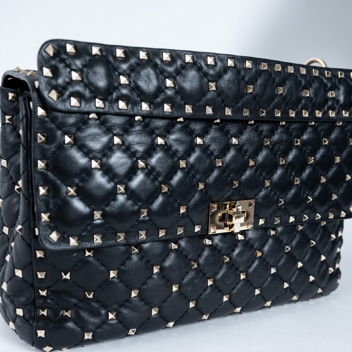 Valentino Quilted Rockstud Splice Leather Chain Bag