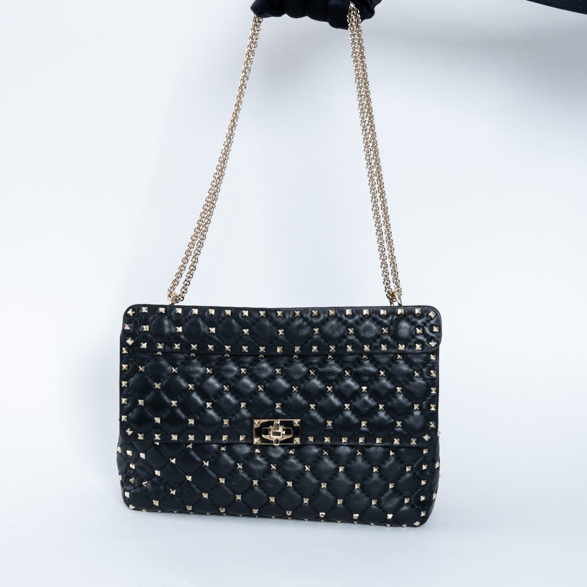 Valentino Quilted Rockstud Splice Leather Chain Bag