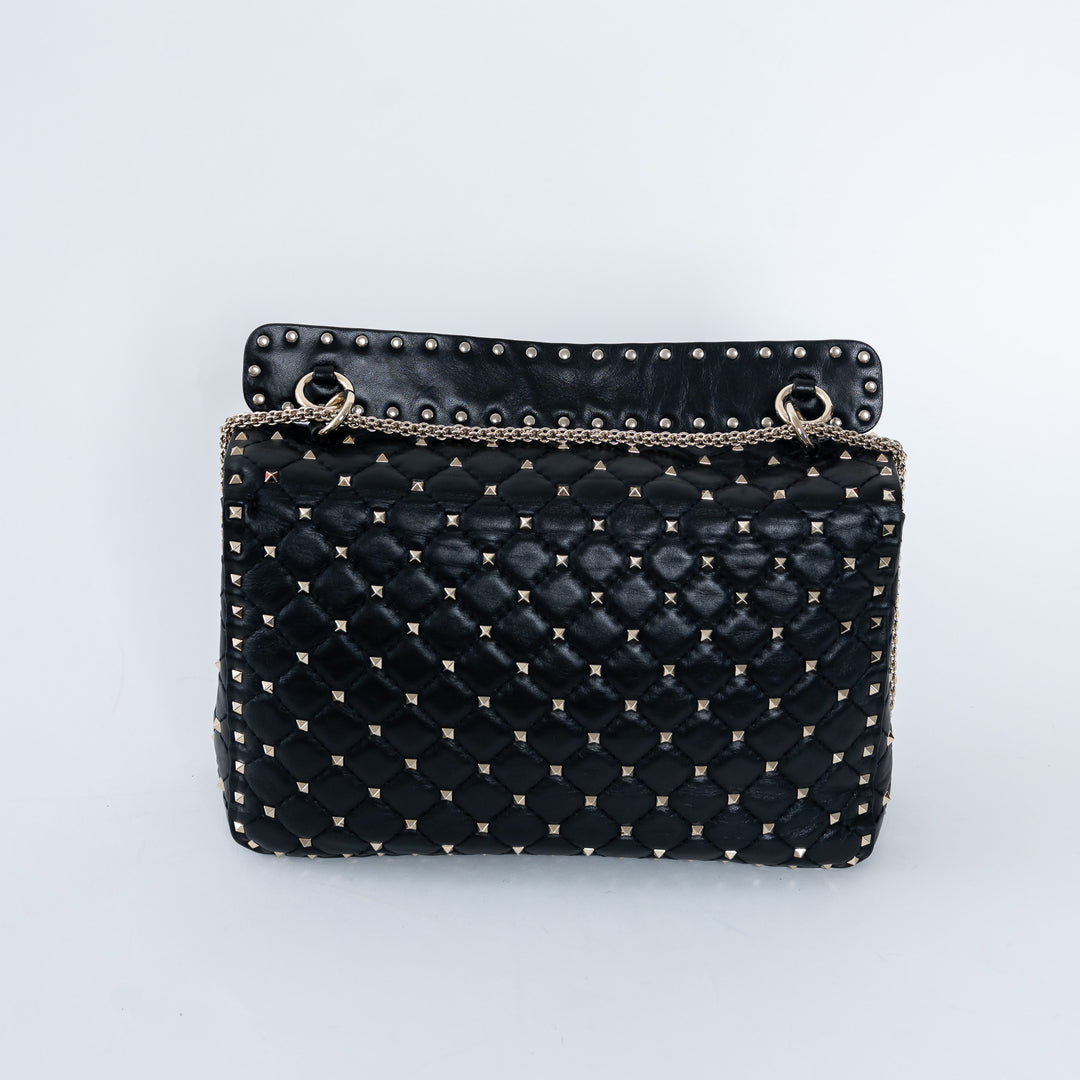 Valentino Quilted Rockstud Splice Leather Chain Bag