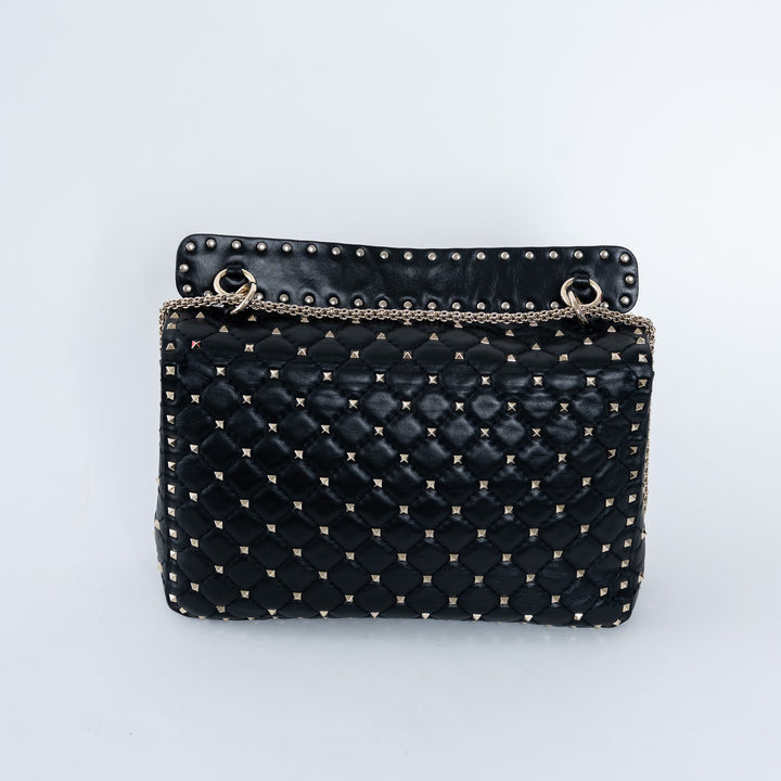 Valentino Quilted Rockstud Splice Leather Chain Bag