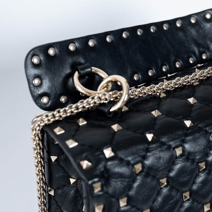 Valentino Quilted Rockstud Splice Leather Chain Bag