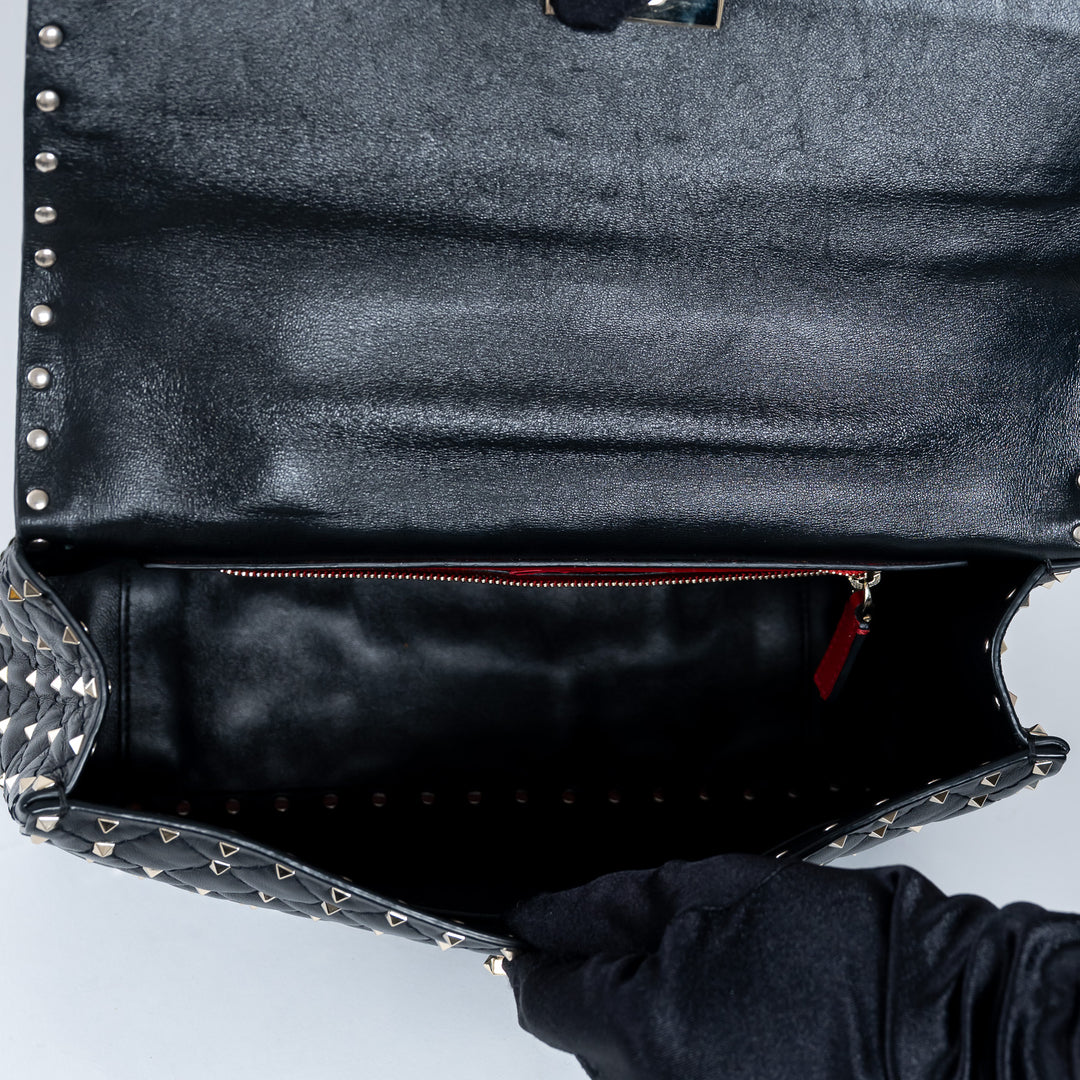 Valentino Quilted Rockstud Splice Leather Chain Bag